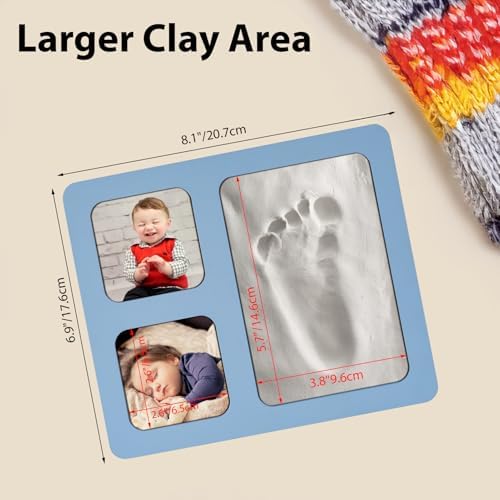 Baby Handprint Footprint Kit with Blue 4x6 Clay Frame