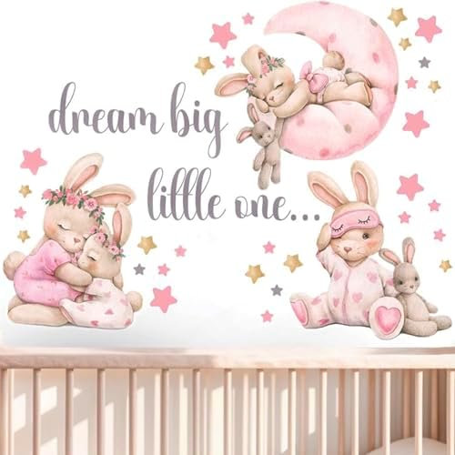 Pink Bunny Wall Decals for Baby Girl Room