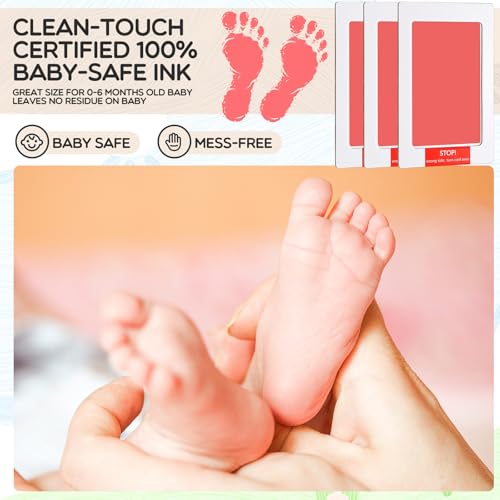 Jetec 8 Inkless Baby Footprint and Handprint Kit with Imprint Cards Pink