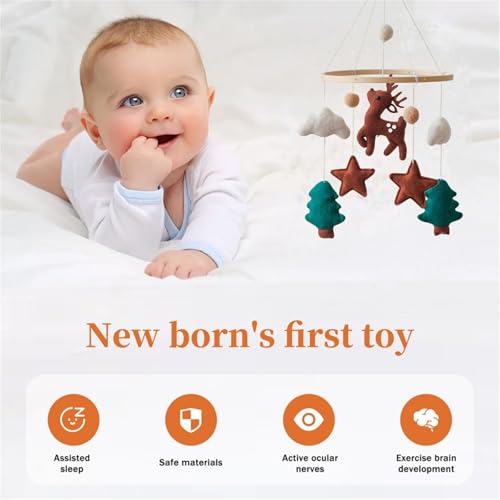Erboinely Animal Crib Mobile Handmade Deer Decor Gender-Neutral Nursery Hanging Ornament