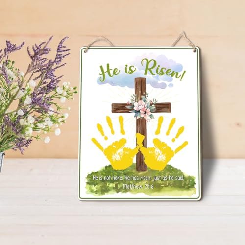 Easter Handprint Craft for Kids He Is Risen Keepsake Sign