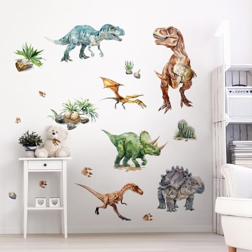 Supzone Dinosaur Wall Decals Large Volcano Stickers for Kids Room