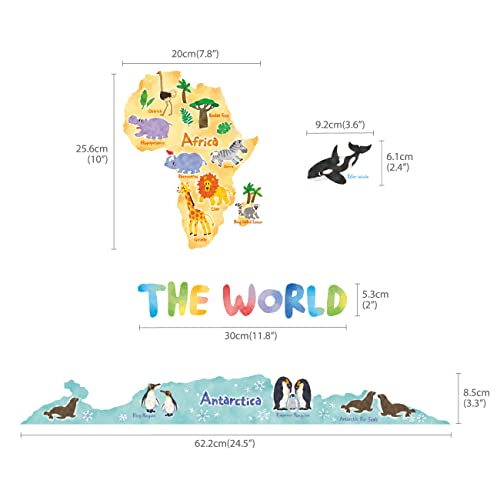 DECOWALL SG2-1615S Animal World Map Wall Stickers for Kids