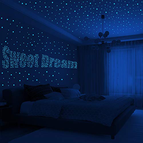 808 PCS Glow in The Dark Stars for Ceiling Wall Decor Stickers 3D Adhesive Dots Decor Starry Sky for Kids Bedroom
