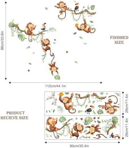 Monkey Climbing Tree Wall Decals for Kids Room Decor