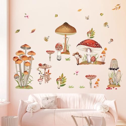 Decalmile Woodland Mushroom Wall Decals for Girls Room