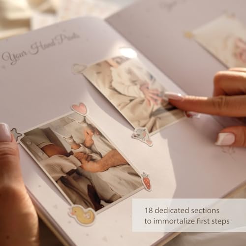 Baby Memory Book for New Parents - Keepsake Scrapbook with Stickers and Photo Album