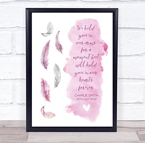 Baby Loss Miscarriage Infant Memorial Quote Print with Pink Feathers