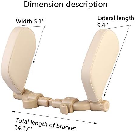 JSKRL Car Headrest Pillow 360 Adjustable PU Leather Head Neck Support for Kids Adults Travel Sleeping