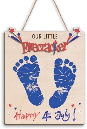 Our Little Firecracker 4th of July Footprint Decor Sign