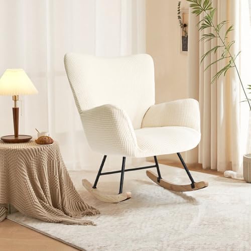 Nursery Rocking Chair Cover Soft Spandex Jacquard Slipcover with Elastic Bottom