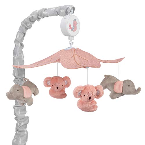 Calypso Pink Gray Koala Elephant Musical Crib Mobile