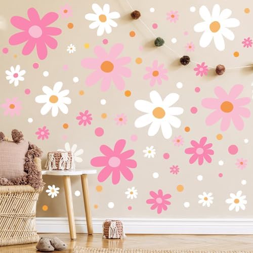 Glow in the Dark Daisy Wall Decals Set for Kids Rooms