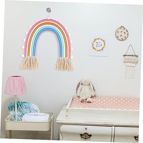 ABOOFAN 1pc Handmade Rainbow Woven Pendant Wall Decor