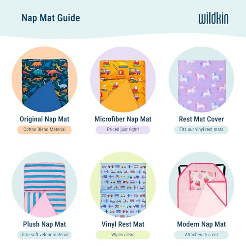 Wildkin Modern Kids Nap Mat with Pillow and Elastic Straps - Butterfly Garden