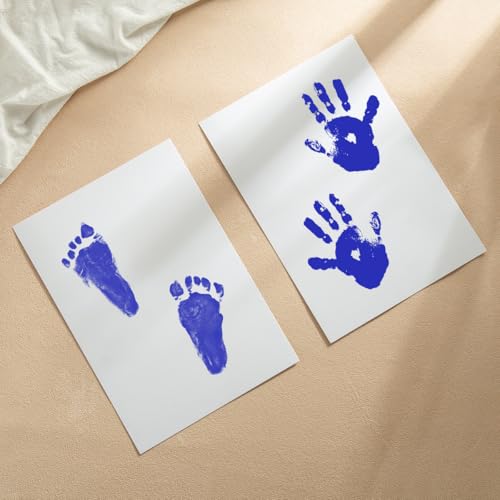 2 PCS Inkless Baby Handprint Footprint Kit with Wiping Pad Blue