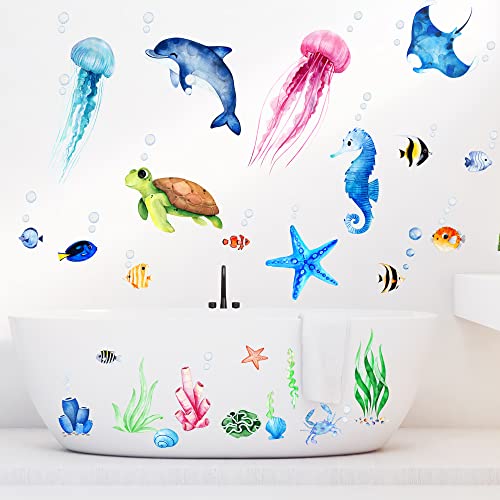 4 Sheets Ocean Fish Wall Decals Stickers for Kids Nursery Decor