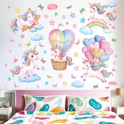 Amimagen Unicorn Rainbow Wall Decals for Kids