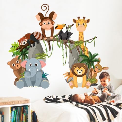 Jungle Animals Wall Decals for Kids Room and Nursery
