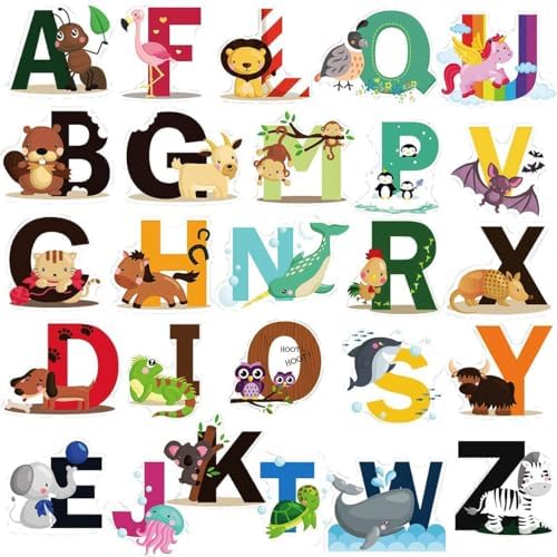 DEKOSH Animal Alphabet Wall Decals for Kids