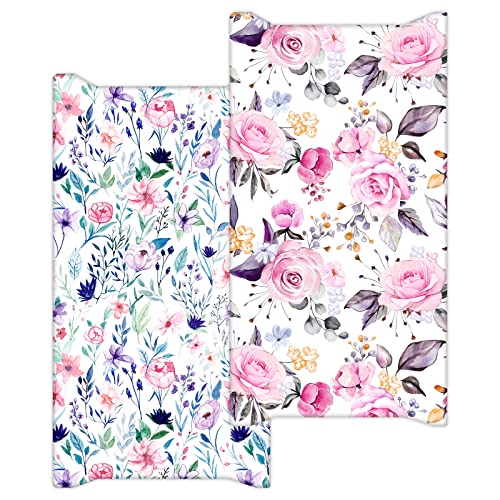 Floral Baby Diaper Changing Pad Cover 2 Pack