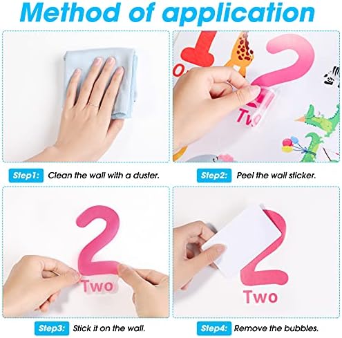 Outus 3 Sheet Number Wall Decals for Kids Classroom Decor