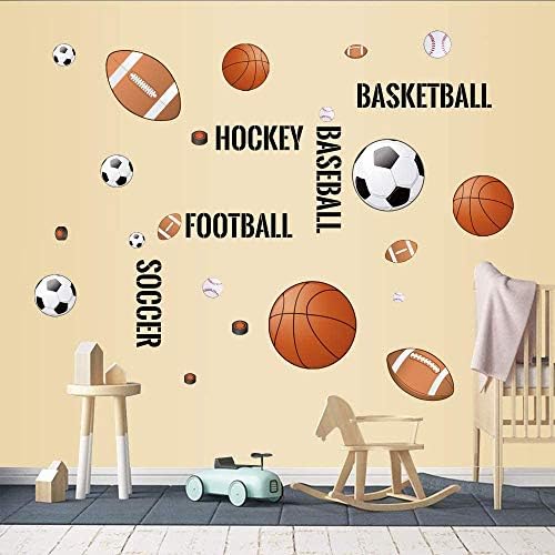 Supzone Sport Balls Wall Decals for Boys