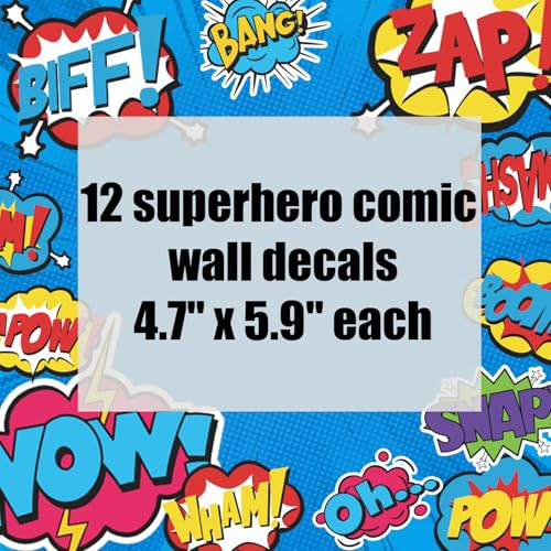 Superhero Comic Words Wall Decals 12-Pack