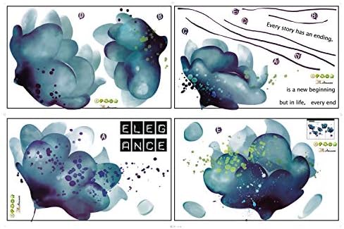 Amaonm 3D Light Blue Dream Flower Wall Sticker for Girls and Kids Rooms