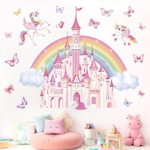 Wondever Rainbow Castle Wall Stickers for Baby Nursery