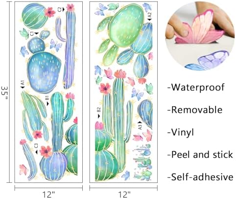 Mfault Cactus Wall Decals for Bedroom Living Room Decor