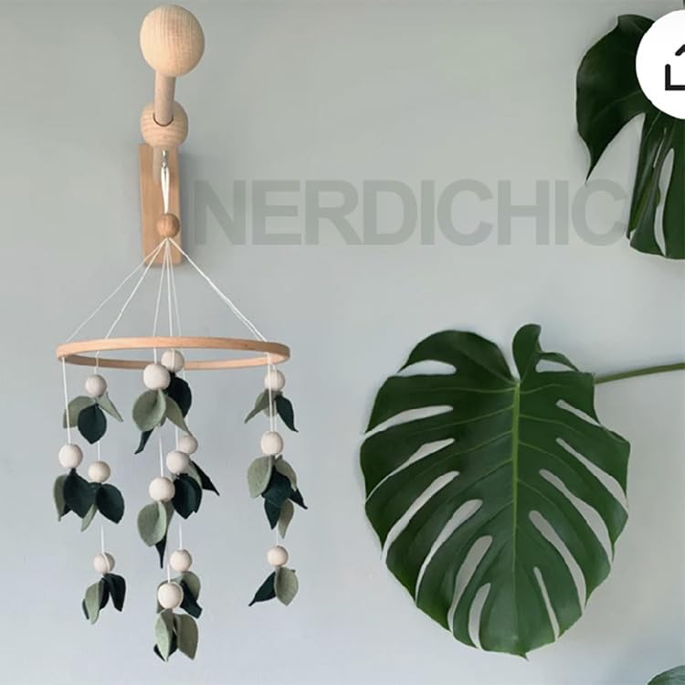 Nerdichic Baby Crib Mobile Green Leaves