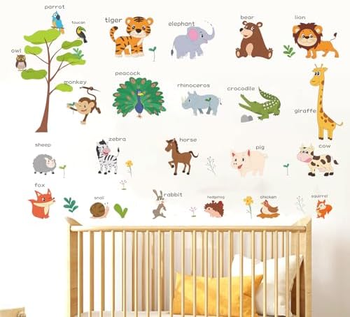 Large Animals Educational Wall Stickers for Kids