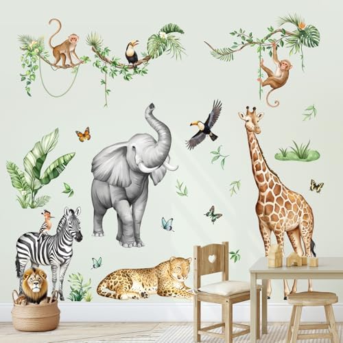 Jungle Safari Animal Wall Decals for Kids Room