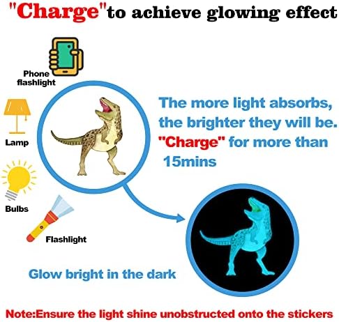 Glow in the Dark Dinosaur Wall Decals for Kids Room Decor