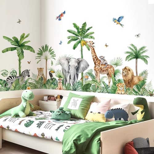 decalmile XXL Jungle Animals Wall Stickers for Kids Room and Nursery Decor