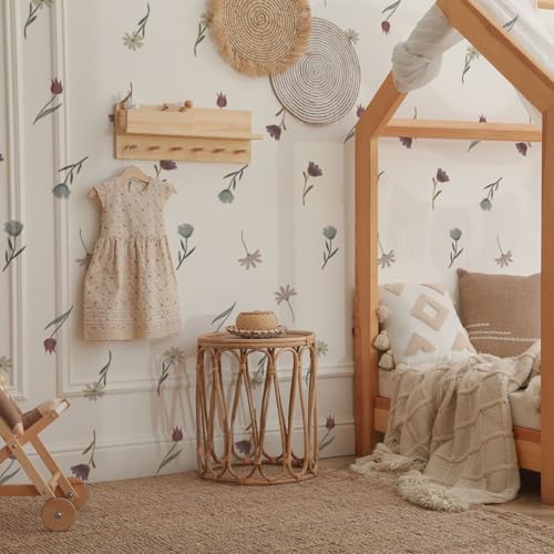 Boho Wildflower Wall Stickers for Girls Bedroom Decor