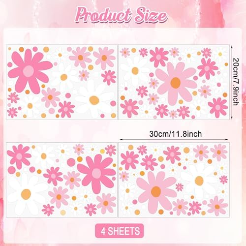 Glow in the Dark Daisy Wall Decals Set for Kids Rooms
