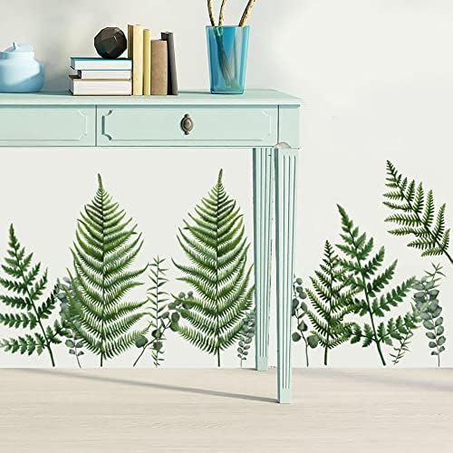 Runtoo Large Fern Leaves Wall Art Stickers Green Plant Wall Decal Living Room Bedroom Nursery Decor
