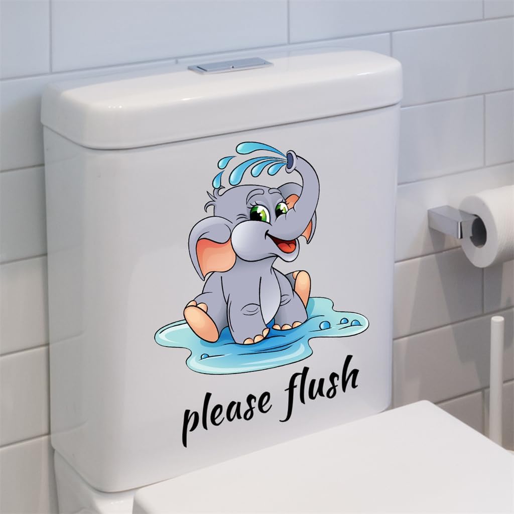 Cute Elephant Toilet Lid Wall Decal 906in x 1102in