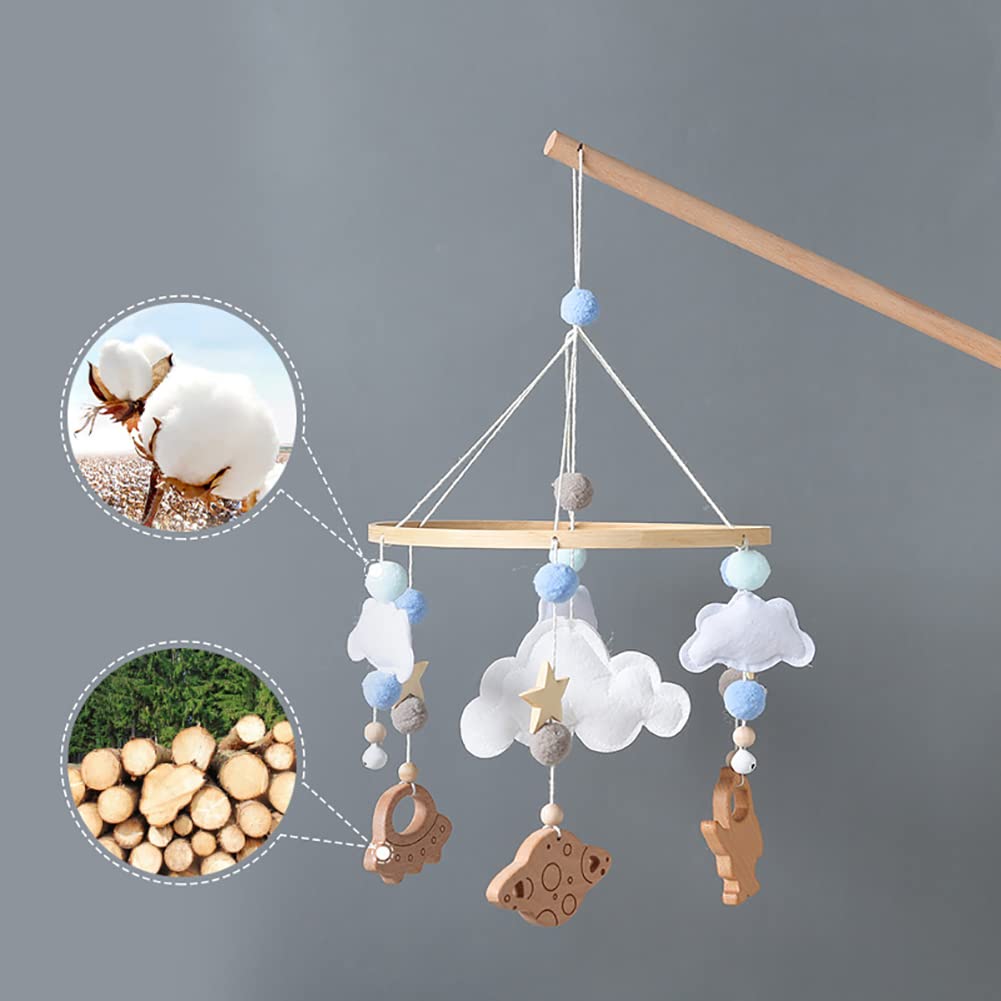 Baby Musical Crib Mobile with Rotating Wooden Pendant