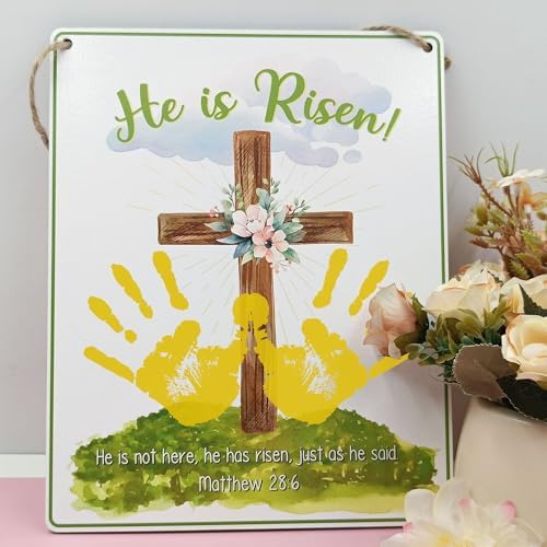 Easter Handprint Craft for Kids He Is Risen Keepsake Sign