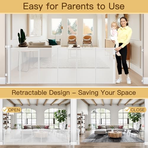 Reinforced Retractable Baby Gate 120 Inch Extra Wide