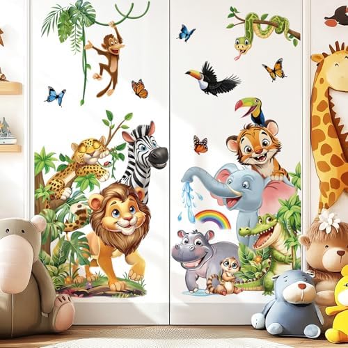Jungle Animals Wall Stickers for Kids Room and Baby Nursery