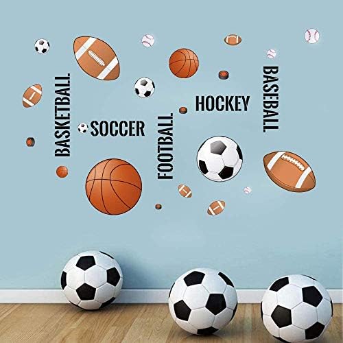 Supzone Sport Balls Wall Decals for Boys