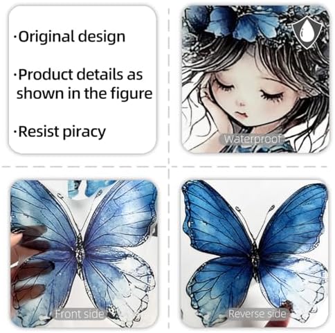 2 Sheets Blue Butterfly Wall Decals for Kids Room