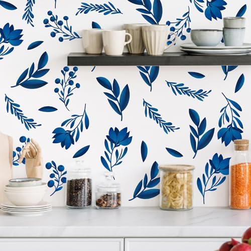 Blue Leaf Wall Stickers for Bedroom and Living Room Decor
