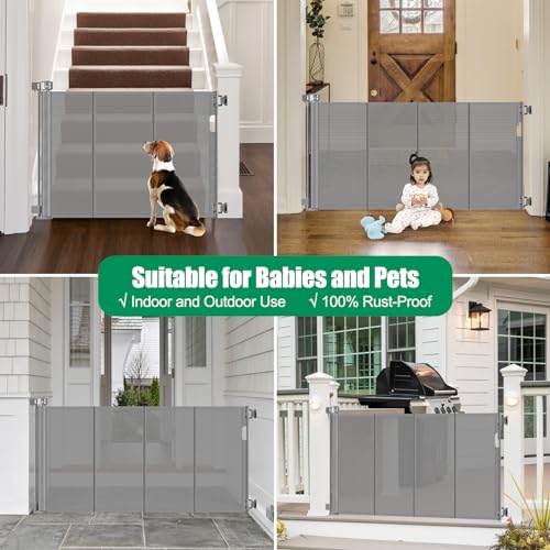 Reinforced Retractable Dog Gate 56 Inch Gray