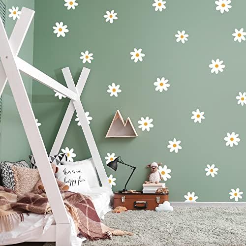 Flower Vinyl Daisy Wall Decals Peel and Stick for Nursery and Living Room