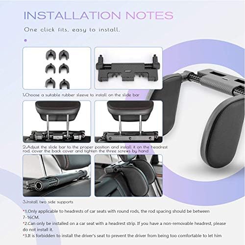 Car Headrest Pillow with 180 Degree Adjustment for Kids and Adults